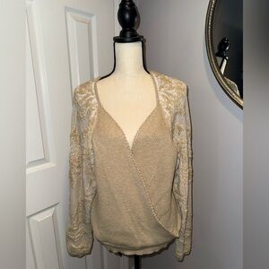 Anthropologie Lace Sleeve Sweater